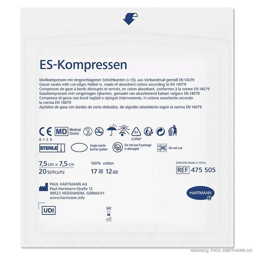 ES-Kompressen steril 12-fach 7,5 x 7,5 cm (5 x 20 Stck.) Produktbild Additional View 3 L