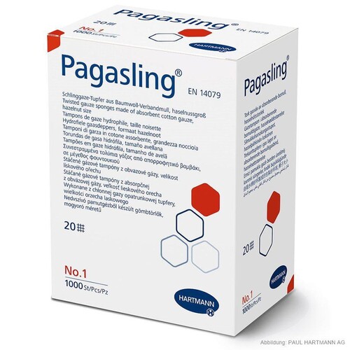 Pagasling Schlinggazetupfer unsteril  Gr. 1, haselnußgroß (1000 Stck.) (PACK=1000 STÜCK) Produktbild