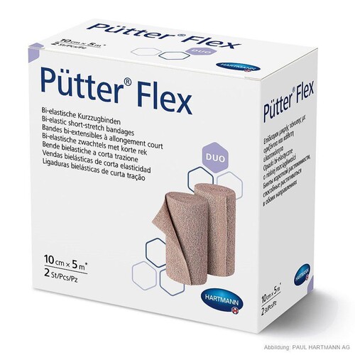PütterFlex Duo Kurzzugbinden 5 m x 10 cm (2 Stck.) (PACK=2 STÜCK) Produktbild Front View L