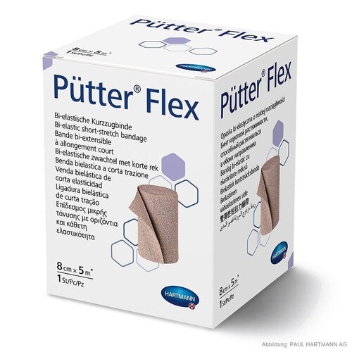 PütterFlex Kurzzugbinde 5 m x 8 cm, einzeln verpackt Produktbild Front View L