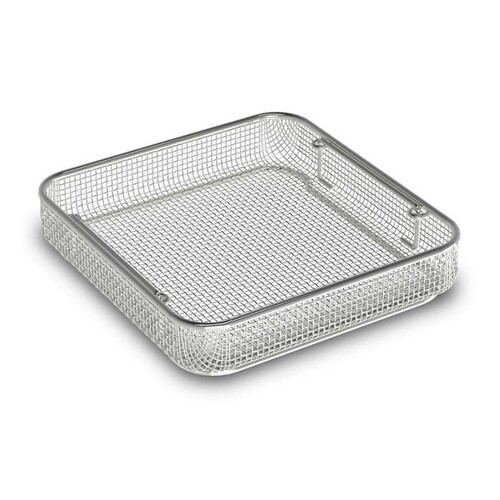 Siebschale 240 x 254 x 50 mm, mit Fallgriffen, Stapelrahmen, Edelstahl epoliert Produktbild Front View L
