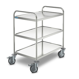 Medizinischer Servierwagen Edelstahl, mit 3 Böden 800 x 500 mm Produktbild