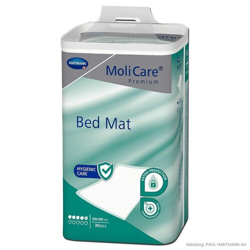 MoliCare Premium Bed Mat 5 Tropfen Krankenunterlagen 60 x 90 cm (30 Stck.) (BTL=30 STÜCK) Produktbild Front View L