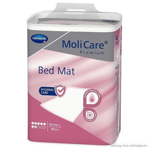 MoliCare Premium Bed Mat 7 Tropfen Krankenunterlagen 60 x 60 cm (30 Stck.) (BTL=30 STÜCK) Produktbild Front View L