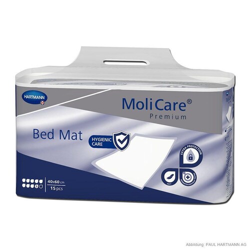 MoliCare Premium Bed Mat 9 Tropfen Krankenunterlagen 40 x 60 cm (15 Stck.) (BTL=15 STÜCK) Produktbild Front View L