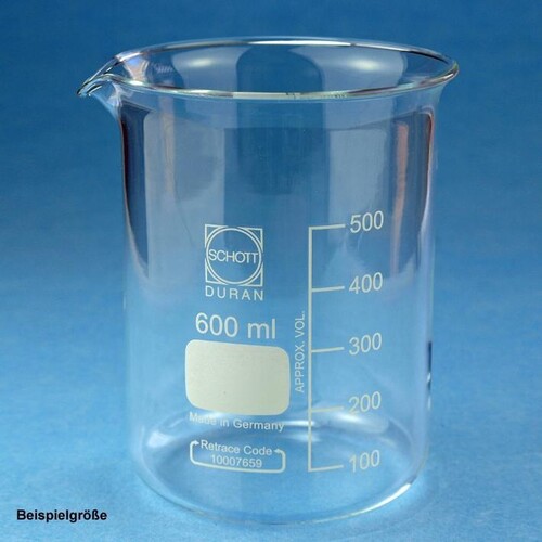 Becherglas mit Teilung 600 ml niedere Form Produktbild Front View L