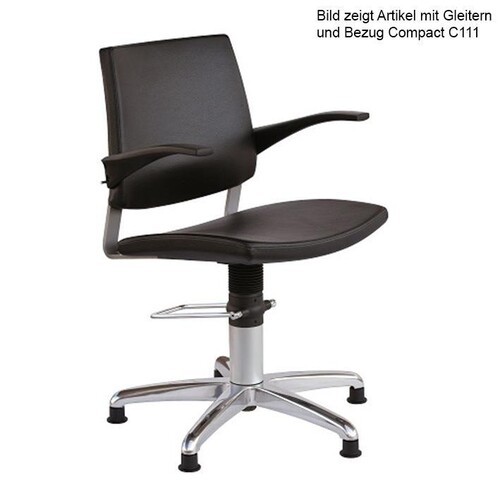 Patientenstuhl Serie 22, mit Rollen und beweglicher Rückenlehne Bezug compact schwarz(Strecke) Produktbild Front View L