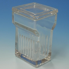 Objektträgerkasten aus Glas, mit Deckel nach Hellendahl mit Erweiterung, für 8 Objektträger Produktbild