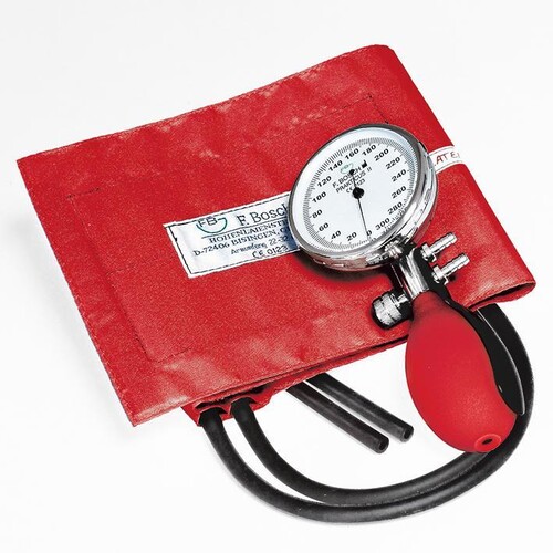 Prakticus II Blutdruckmessgerät Ø 68 mm 2-Schlauch, rot, kpl. im Etui Produktbild Front View L