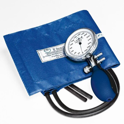Prakticus II Blutdruckmessgerät Ø 68 mm 2-Schlauch, blau, für starke Arme, Produktbild Front View L