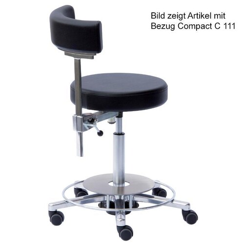 Arbeitsstuhl mit Rückenlehne, Höhenverstellung 51 - 71 cm mit Fußauslösung, mit Fußring(Strecke) Produktbild Front View L