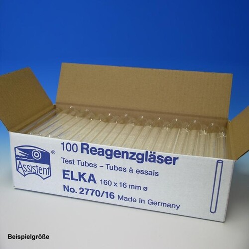 Reagenzgläser ELKA, normalwandig 160 mm x Ø 18 mm (100 Stck.) (PACK=100 STÜCK) Produktbild Front View L