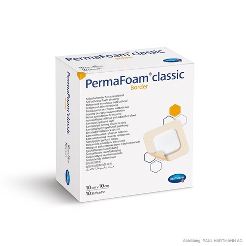 PermaFoam Classic Border Schaumverband steril 10x10 cm (10 Stck.) (PACK=10 STÜCK) Produktbild