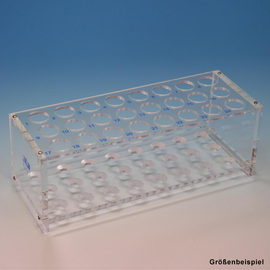 Reagenzglasgestell aus Plexiglas für 12 Gläser bis 18 mm Ø, ohne Stäbe Produktbild