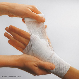 Mollelast Fixierbinde weiß 4 m x 12 cm, einzeln eingesiegelt Produktbild