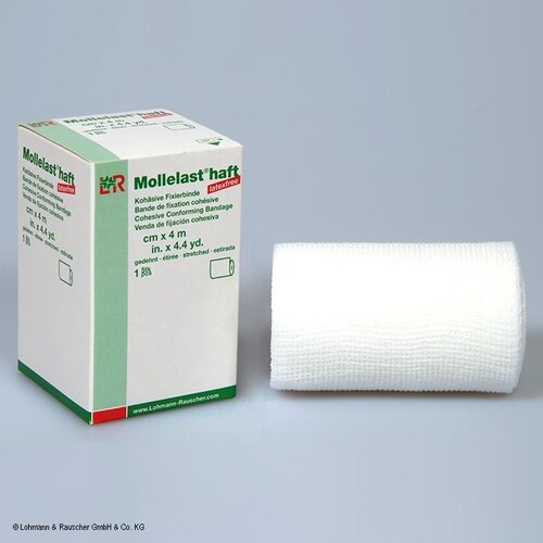 Mollelast haft latexfrei Fixierbinde weiß, 4 m x 8 cm Produktbild Front View L