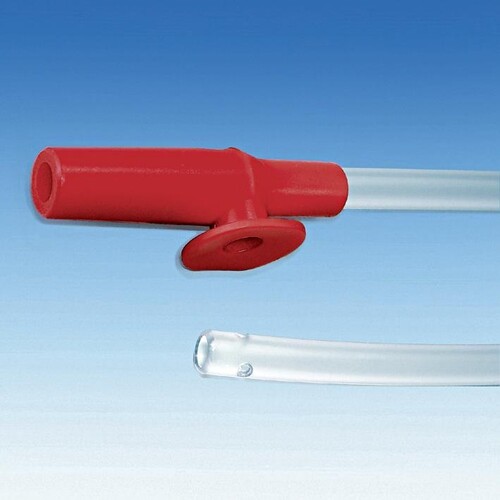 Einmal-Absaugkatheter Ch. 18 rot, für Tracheostomietuben Produktbild Front View L