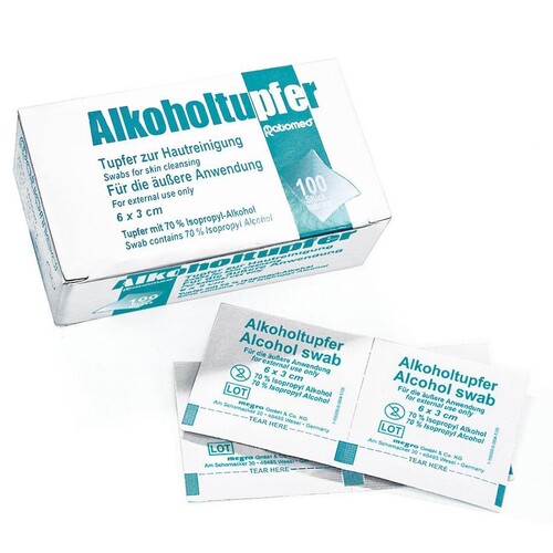 Alkoholtupfer ratiomed 6 x 3 cm (100 Stck.) (PACK=100 STÜCK) Produktbild Front View L