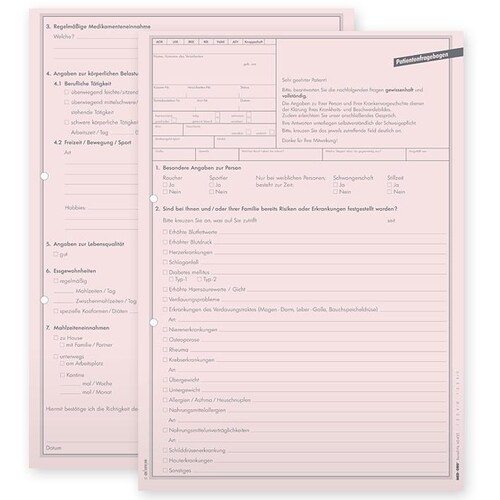 Patientenfragebogen DIN A4 (100 Stck.) Produktbild Front View L