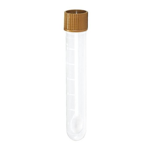 Stuhlröhrchen 13 ml, 16 x 100 mm mit Schraubverschluss braun (1000 Stck.) Verschluss montiert (KTN=1000 STÜCK) Produktbild Front View L