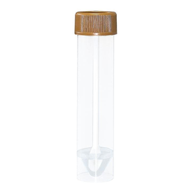 Stuhlröhrchen 30 ml, 25 x 107 mm mit Schraubverschluss braun (500 Stck.) Verschluss montiert (KTN=500 STÜCK) Produktbild