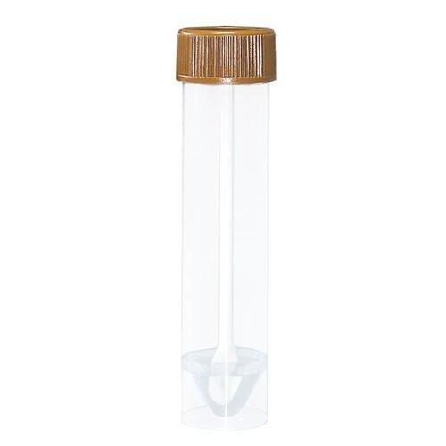 Stuhlröhrchen 30 ml, 25 x 107 mm mit Schraubverschluss braun (500 Stck.) Verschluss montiert (KTN=500 STÜCK) Produktbild Front View L