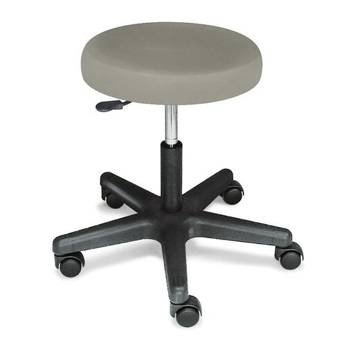 Rollhocker ratiomed grau, mit schwarzem Kunststoffkreuz und weichen Rollen, Polster 70 mm Produktbild Front View L