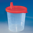 Urinbecher 125 ml mit Schnappdeckel rot im Karton Produktbild