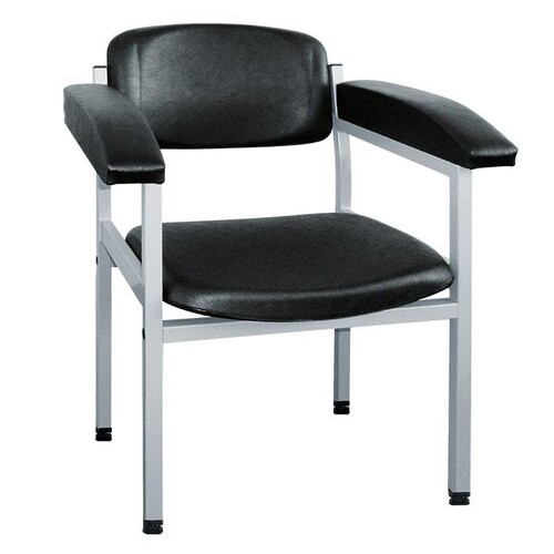 Blutentnahmestuhl schwarz, Gestell weißaluminium Produktbild Front View L
