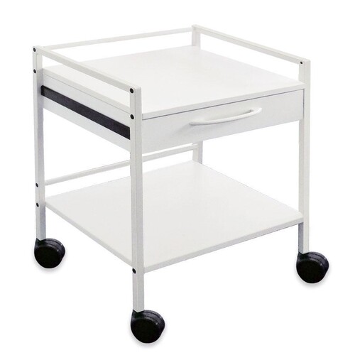 Vielzweckwagen mit 1 Schublade pulverbeschichtet grauweiß -neue Ausführung- Produktbild Front View L
