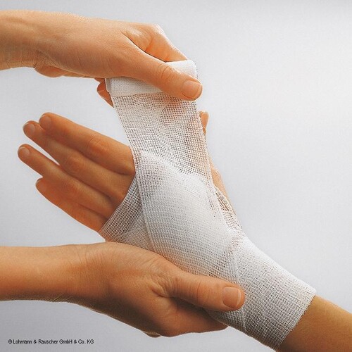 Mollelast Fixierbinden weiß, steril, 4 m x 10 cm (20 Stck.) (PACK=20 STÜCK) Produktbild Front View L
