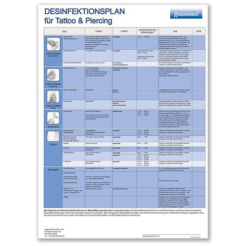 Desinfektionsplan ratiomed DIN A3 für Tattoo & Piercing -kostenlos- Produktbild Front View L