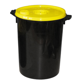 Kanülenabwurfbehälter schwarz 21,0 Ltr., gelber Deckel Produktbild