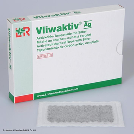 Vliwaktiv Ag Aktivkohle-Tamponaden mit Silber,steril, 10 x 10 cm (10 Stck.) (PACK=10 STÜCK) Produktbild