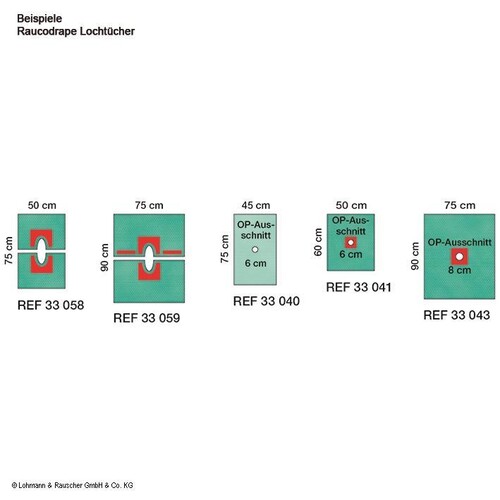 Raucodrape PRO OP-Lochtücher steril, 75 x 90 cm, Loch-Ø 8 cm (40 Stck.) (PACK=40 STÜCK) Produktbild Front View L