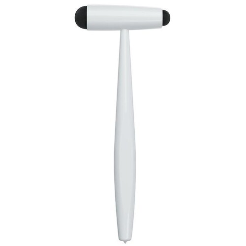 Reflexhammer nach Troemner, groß, 23 cm, Aluminium und Messing, weiß Produktbild Front View L
