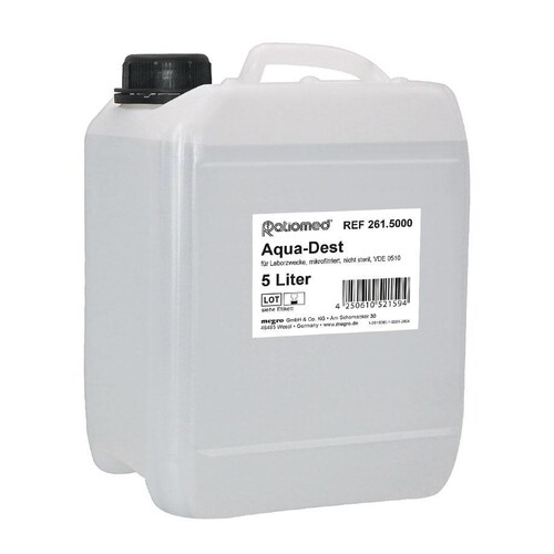 Aqua-Dest 5 Ltr. ratiomed Laborwasser Produktbild Front View L