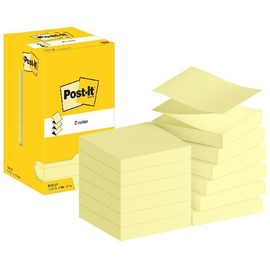 Haftnotizen Post-it Z-Notes 12 Blöcke 76x76mm gelb Z-Faltung Papier 3M R330 CY (PACK=12x 100 BLATT) Produktbild