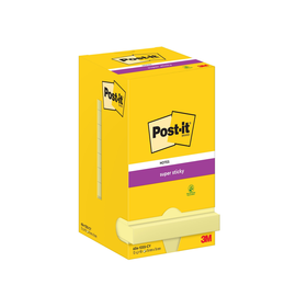 Haftnotizen Post-it Super Sticky Notes 12 Blöcke 76x76mm gelb Papier 3M 654-12SS-CY (PACK=12x 90 BLATT) Produktbild