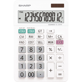 Tischrechner 12-stelliges LCD-Display Solar-/Batteriebetrieb Sharp EL-334W 112x170x14mm Produktbild