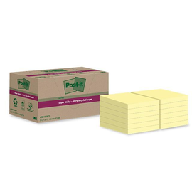Haftnotizen Post-it Super Sticky Notes 47,6x47,6mm 100% Recycling gelb 3M Papier 622 RSS12CY (PACK=840 BLATT) Produktbild