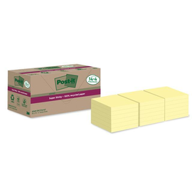 Haftnotizen Post-it Super Sticky Notes 76x76mm 100% Recycling gelb 3M Papier 654 RSSCY 14+4F (PACK=1260 BLATT) Produktbild