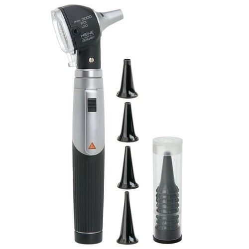 mini 3000 F.O. Otoskop 2,5 V LED, schwarz, mit Batteriegriff mini 3000 Produktbild Front View L