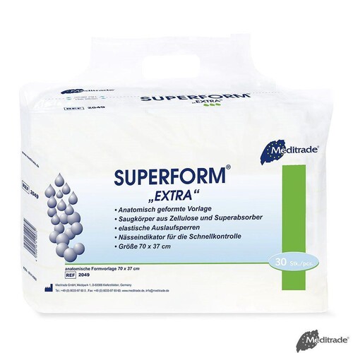 Superform Extra Inkontinenzeinlagen grün, 70 x 37 cm (4 x 30 Stck.) Saugleistung: ca. 1450 ml Produktbild Front View L