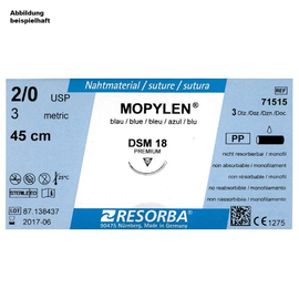 MOPYLEN DSM 18 4/0=1,5 blau monofil, Nahtmaterial Fadenlänge 45 cm (36 Stck.) (PACK=36 STÜCK) Produktbild