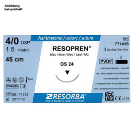 RESOPREN DS 18 4/0=1,5 blau monofil, Nahtmaterial Fadenlänge 75 cm (36 Stck.) (PACK=36 STÜCK) Produktbild