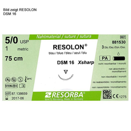 RESOLON DSM 16 4/0=1,5 blau monofil, Nahtmaterial Fadenlänge 45 cm (36 Stck.) (PACK=36 STÜCK) Produktbild