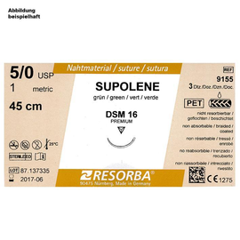 SUPOLENE DSM 18 2/0=3, grün, geflochten, Nahtmaterial Fadenlänge 45 cm (36 Stck.) (PACK=36 STÜCK) Produktbild