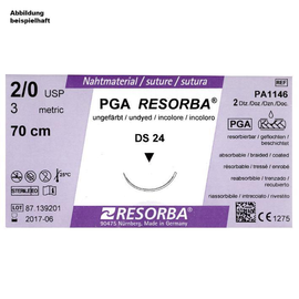 PGA-RESORBA DS 24 2/0=3 ungefärbt, Nahtmaterial Fadenlänge 70 cm (24 Stck.) (PACK=24 STÜCK) Produktbild