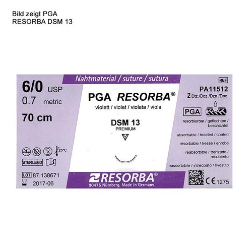 PGA-RESORBA DSM 18 3/0=2 ungefärbt, Nahtmaterial Fadenlänge 45 cm (24 Stck.) (PACK=24 STÜCK) Produktbild Front View L